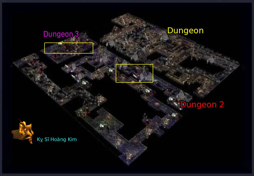 Bản đồ vị trí Boss Vàng tại Dungeon trong MU Online