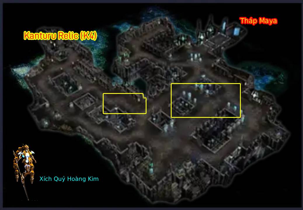 Bản đồ vị trí Boss Vàng tại Kanturu Relic trong MU Online